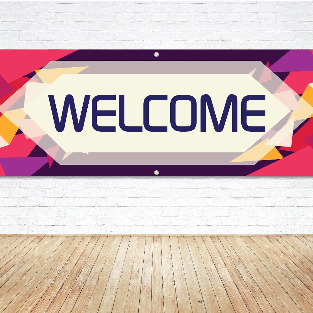 WELCOME Generic Colorful Vinyl Banner 6ft Wide Sign Special Display Store Events